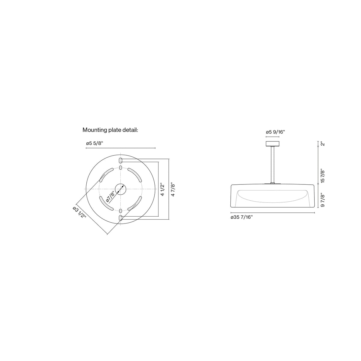 Ringo LED Pendant Light - line drawing.