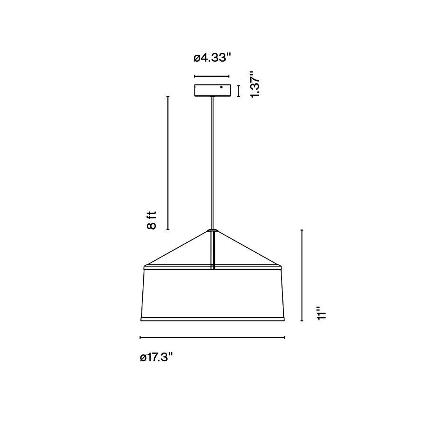 Zenc Pendant Light - line drawing.