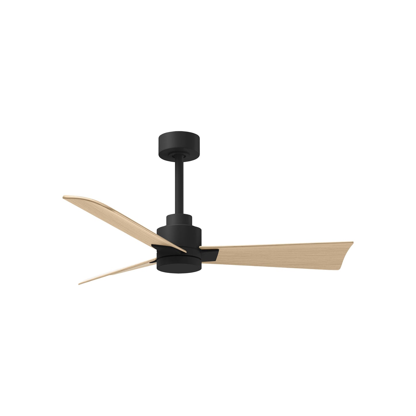Alessandra Indoor / Outdoor Ceiling Fan in Matte Black/Light Maple Tone (42-Inch).