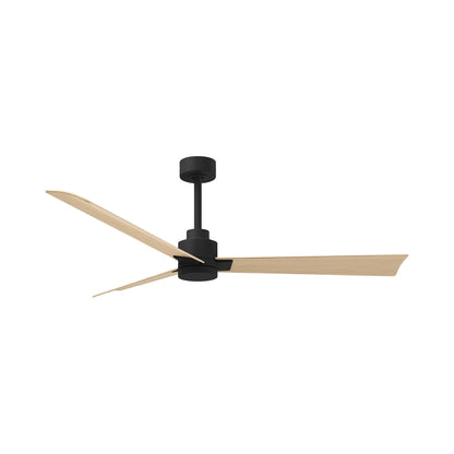 Alessandra Indoor / Outdoor Ceiling Fan in Matte Black/Light Maple Tone (56-Inch).