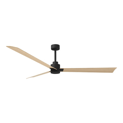 Alessandra Indoor / Outdoor Ceiling Fan in Matte Black/Light Maple Tone (72-Inch).