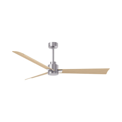 Alessandra Indoor / Outdoor Ceiling Fan in Brushed Nickel/Light Maple Tone (56-Inch).