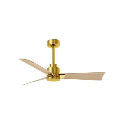 Alessandra Indoor / Outdoor Ceiling Fan in Brushed Brass/Light Maple Tone (42-Inch).