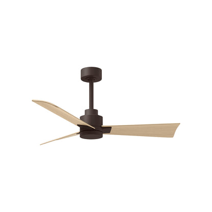 Alessandra Indoor / Outdoor Ceiling Fan in Textured Bronze/Light Maple Tone (42-Inch).
