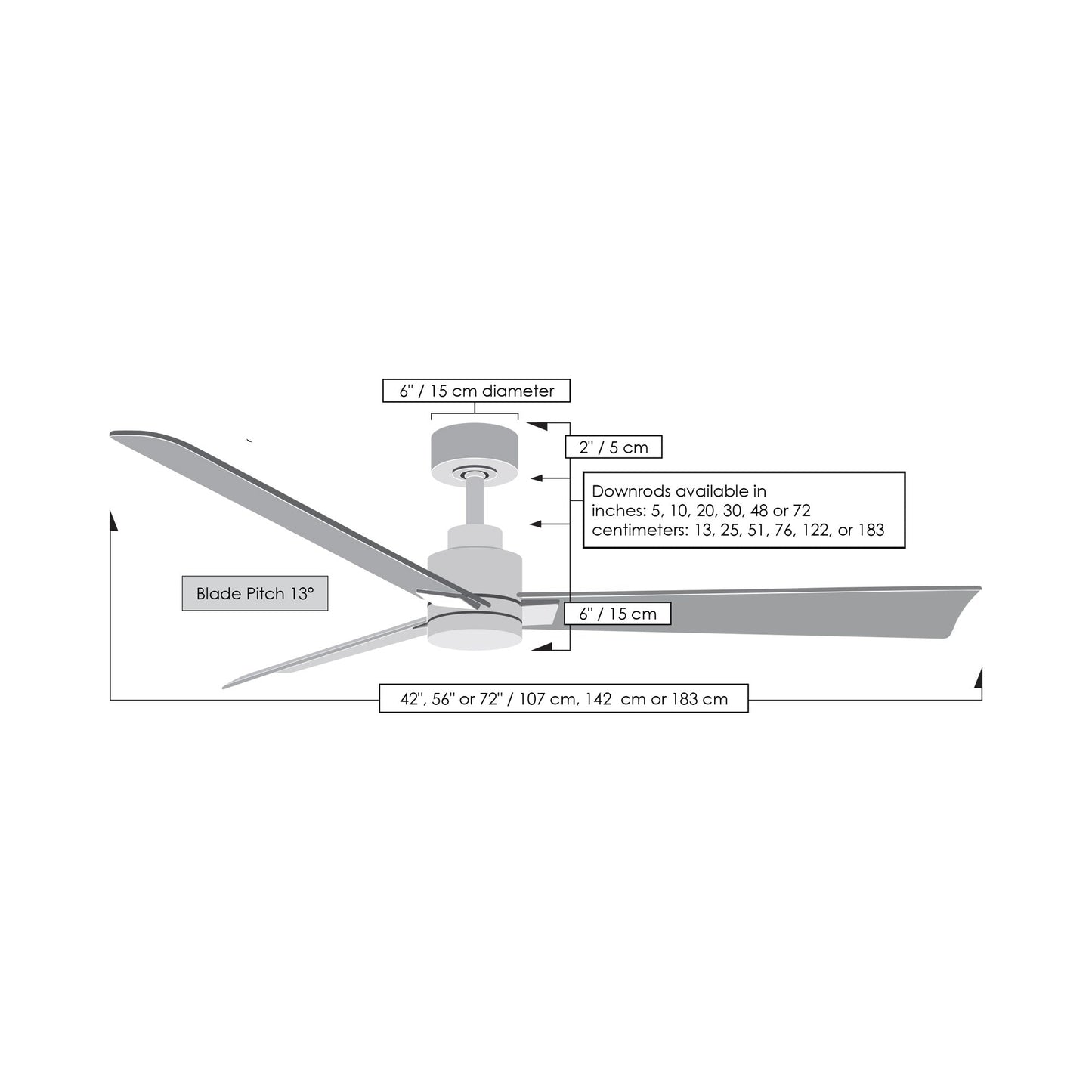 Alessandra Indoor / Outdoor Ceiling Fan - line drawing.