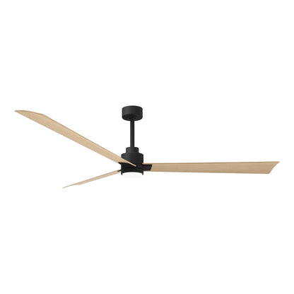 Alessandra Indoor / Outdoor LED Ceiling Fan in Matte Black/Light Maple Tone (72-Inch).
