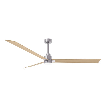 Alessandra Indoor / Outdoor LED Ceiling Fan in Brushed Nickel/Light Maple Tone (72-Inch).