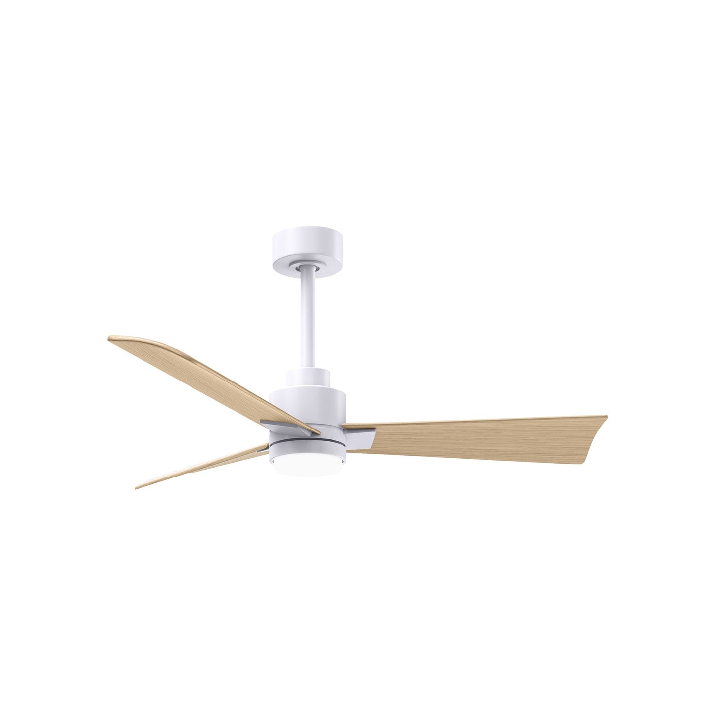 Alessandra Indoor / Outdoor LED Ceiling Fan in Matte White/Light Maple Tone (42-Inch).