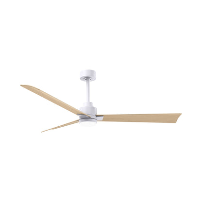 Alessandra Indoor / Outdoor LED Ceiling Fan in Matte White/Light Maple Tone (56-Inch).