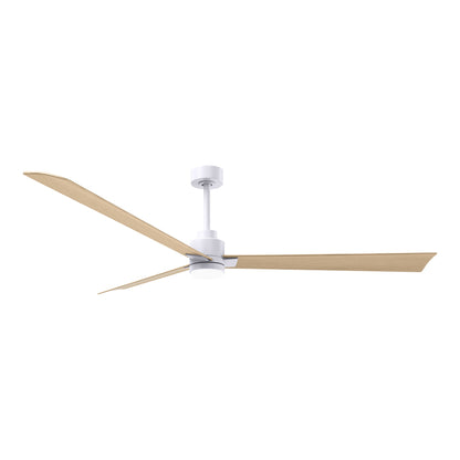 Alessandra Indoor / Outdoor LED Ceiling Fan in Matte White/Light Maple Tone (72-Inch).