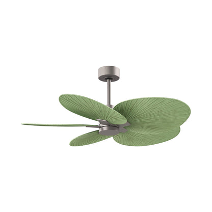 Alessandra Tropical Ceiling Fan in Brushed Nickel/Palm Leaf.
