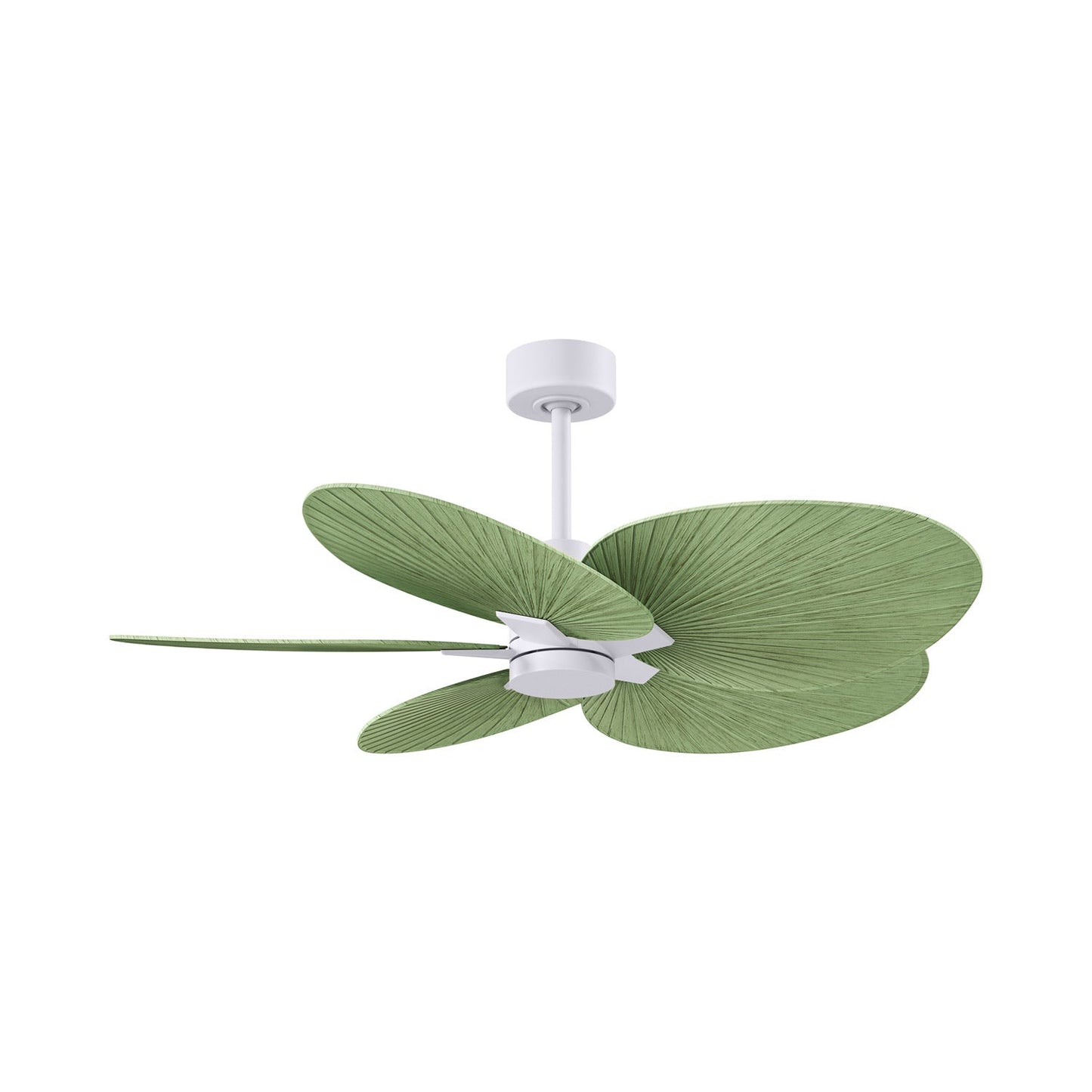 Alessandra Tropical Ceiling Fan in Matte White/Palm Leaf.