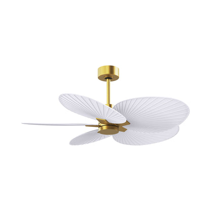Alessandra Tropical Ceiling Fan in Brushed Brass/Matte White.
