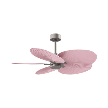 Alessandra Tropical Ceiling Fan in Brushed Nickel/Light Pink.