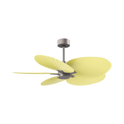 Alessandra Tropical Ceiling Fan in Brushed Nickel/Light Yellow.