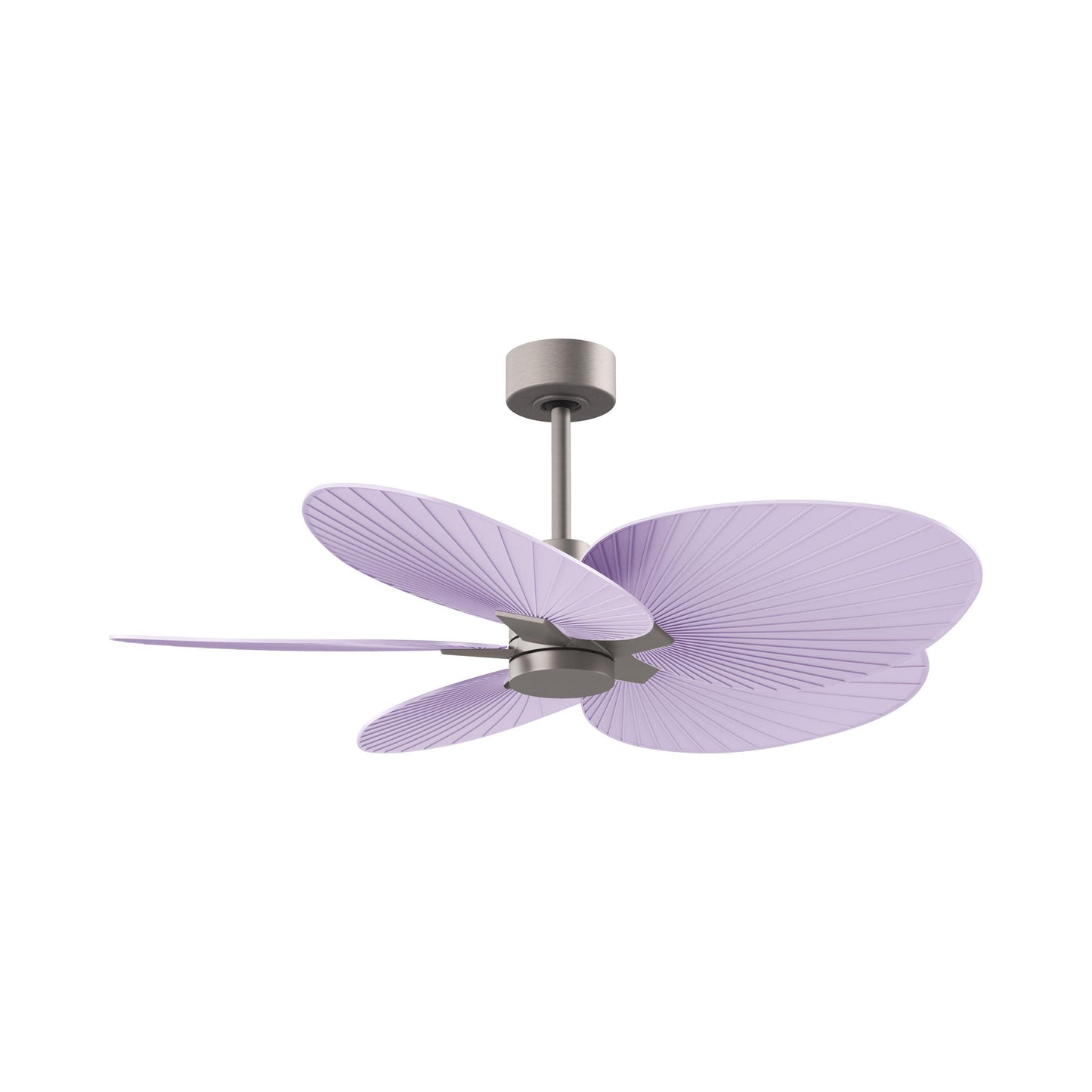 Alessandra Tropical Ceiling Fan in Brushed Nickel/Lilac.