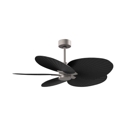 Alessandra Tropical Ceiling Fan in Brushed Nickel/Matte Black.