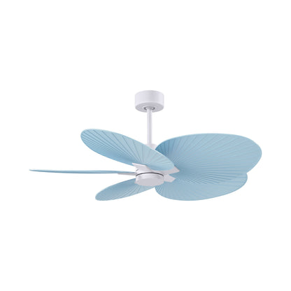 Alessandra Tropical Ceiling Fan in Matte White/Light Blue.