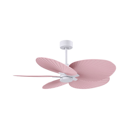 Alessandra Tropical Ceiling Fan in Matte White/Light Pink.