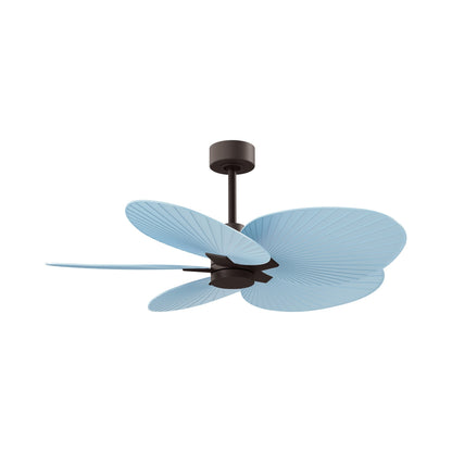 Alessandra Tropical Ceiling Fan in Textured Bronze/Light Blue.