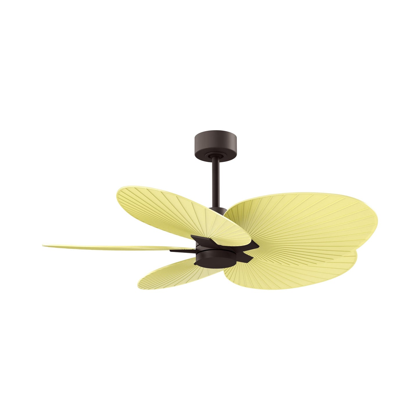 Alessandra Tropical Ceiling Fan in Textured Bronze/Light Yellow.