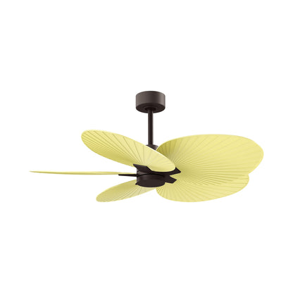 Alessandra Tropical Ceiling Fan in Textured Bronze/Light Yellow.