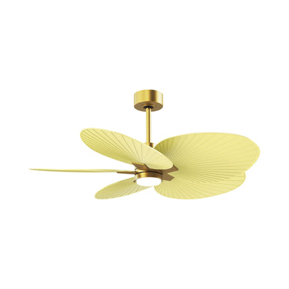 Alessandra Tropical LED Ceiling Fan in Brushed Brass/Light Yellow.