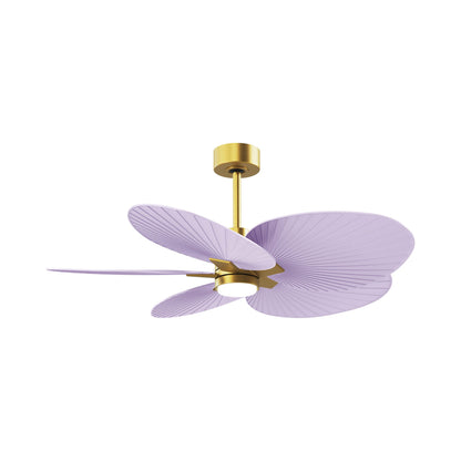 Alessandra Tropical LED Ceiling Fan in Brushed Brass/Lilac.