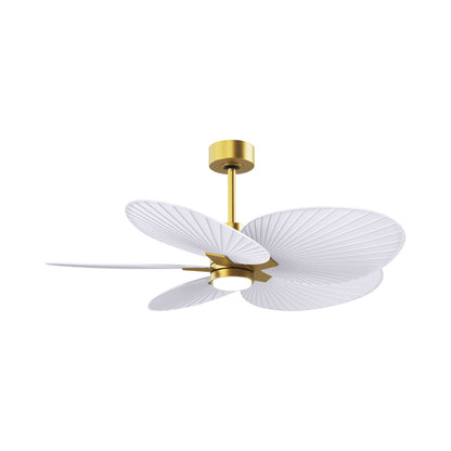 Alessandra Tropical LED Ceiling Fan in Brushed Brass/Matte White.