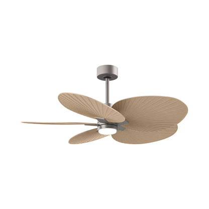 Alessandra Tropical LED Ceiling Fan in Brushed Nickel/Light Maple.