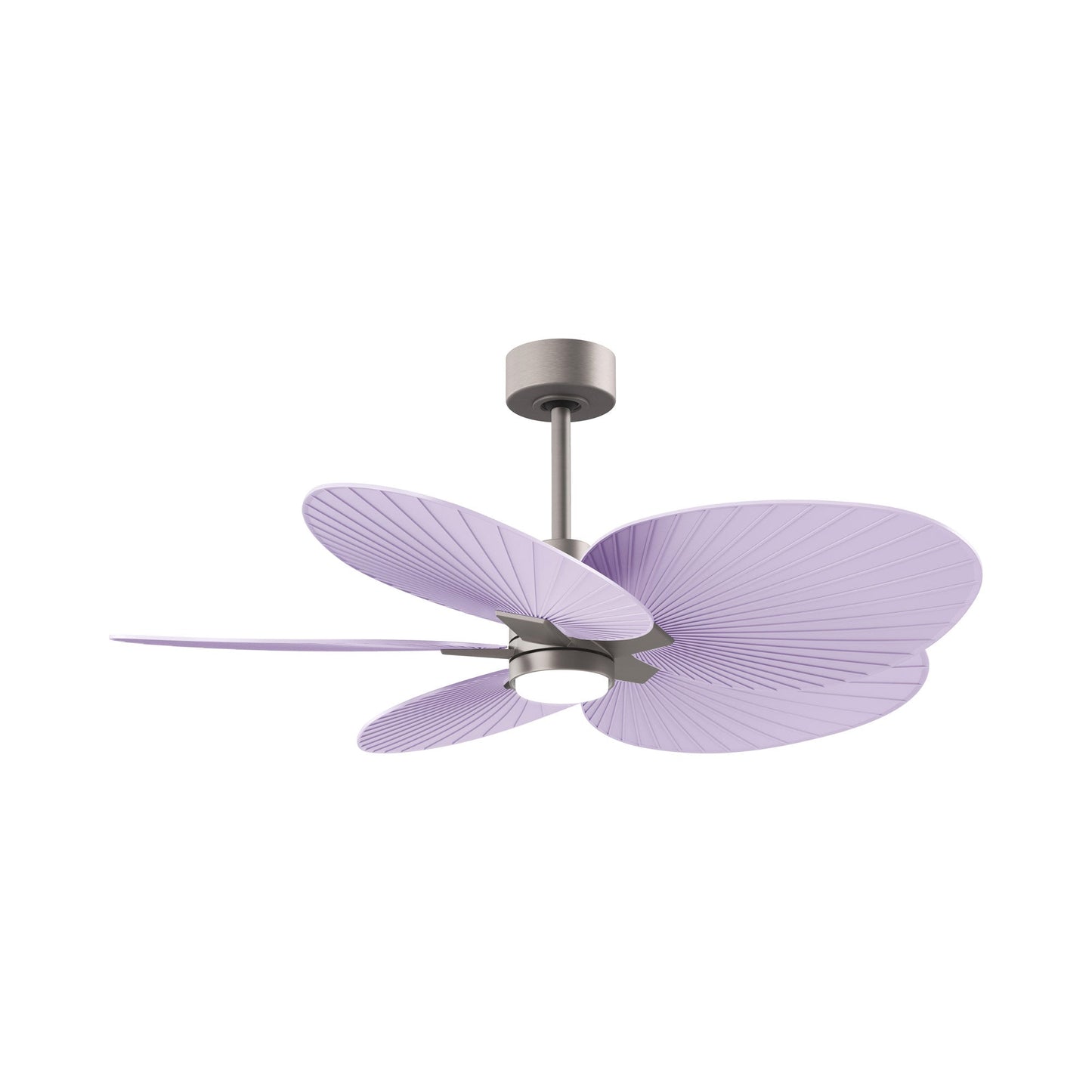 Alessandra Tropical LED Ceiling Fan in Brushed Nickel/Lilac.