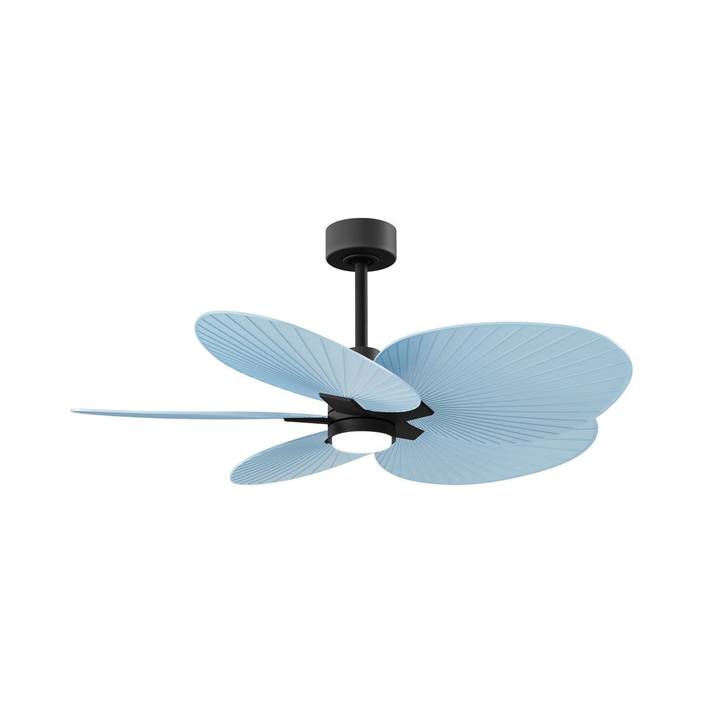 Alessandra Tropical LED Ceiling Fan in Matte Black/Light Blue.