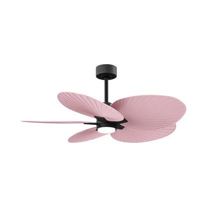 Alessandra Tropical LED Ceiling Fan in Matte Black/Light Pink.