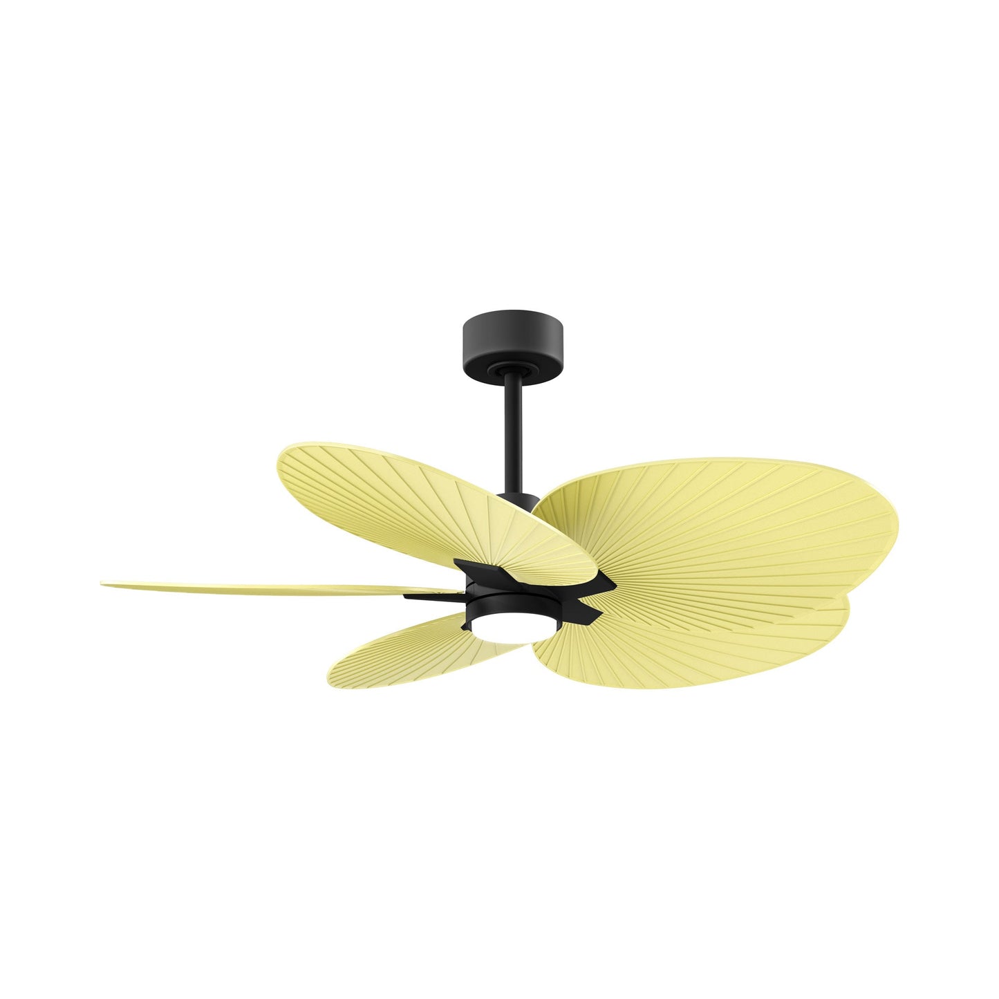 Alessandra Tropical LED Ceiling Fan in Matte Black/Light Yellow.