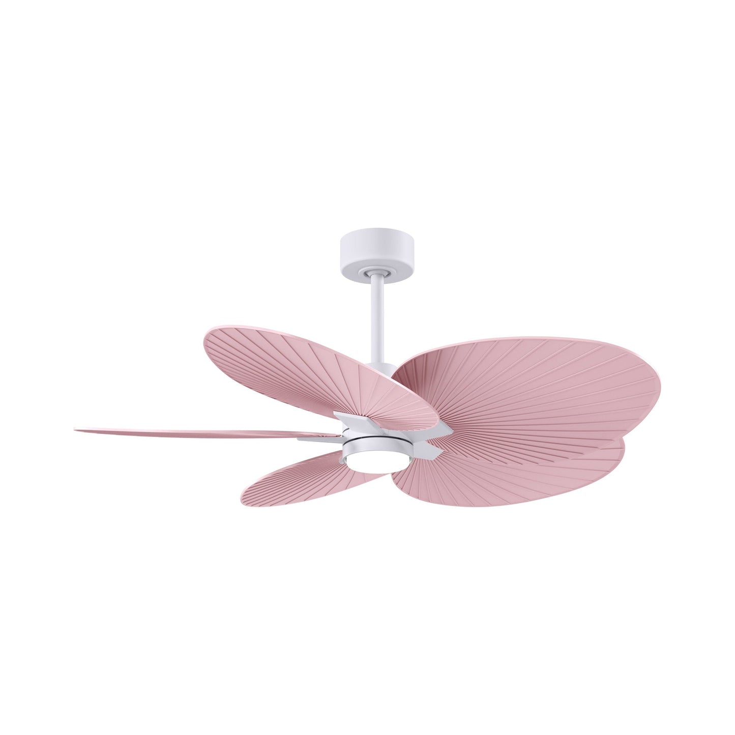 Alessandra Tropical LED Ceiling Fan in Matte White/Light Pink.