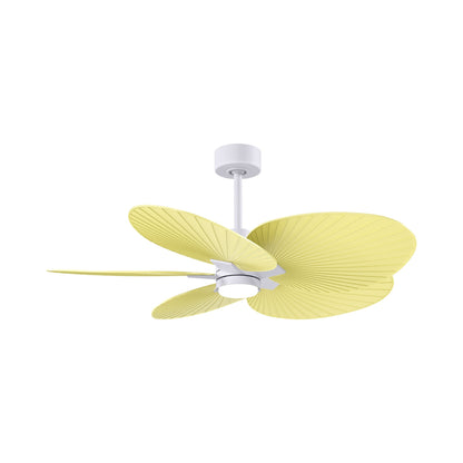Alessandra Tropical LED Ceiling Fan in Matte White/Light Yellow.