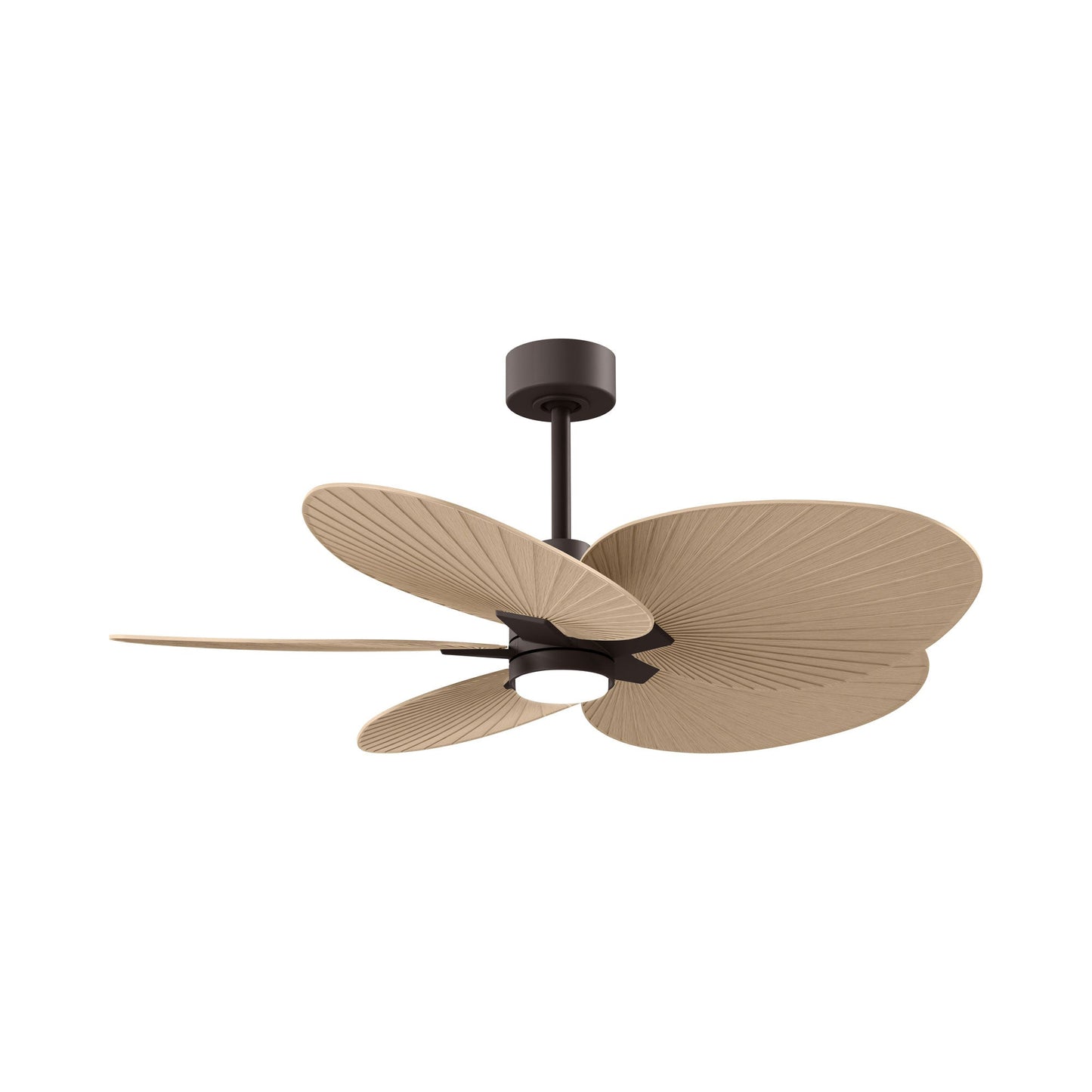 Alessandra Tropical LED Ceiling Fan in Textured Bronze/Light Maple.