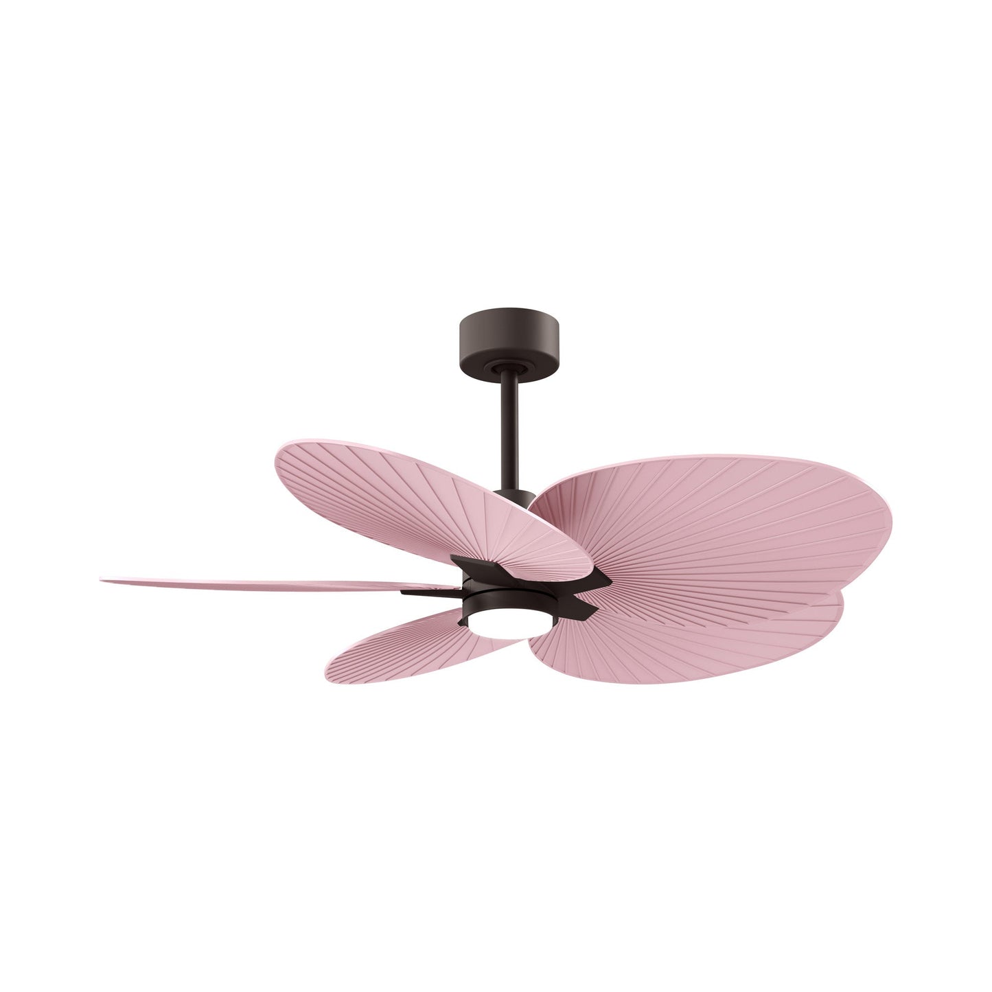 Alessandra Tropical LED Ceiling Fan in Textured Bronze/Light Pink.