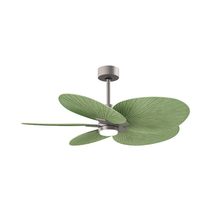 Alessandra Tropical LED Outdoor Ceiling Fan in Brushed Nickel/Palm Leaf.