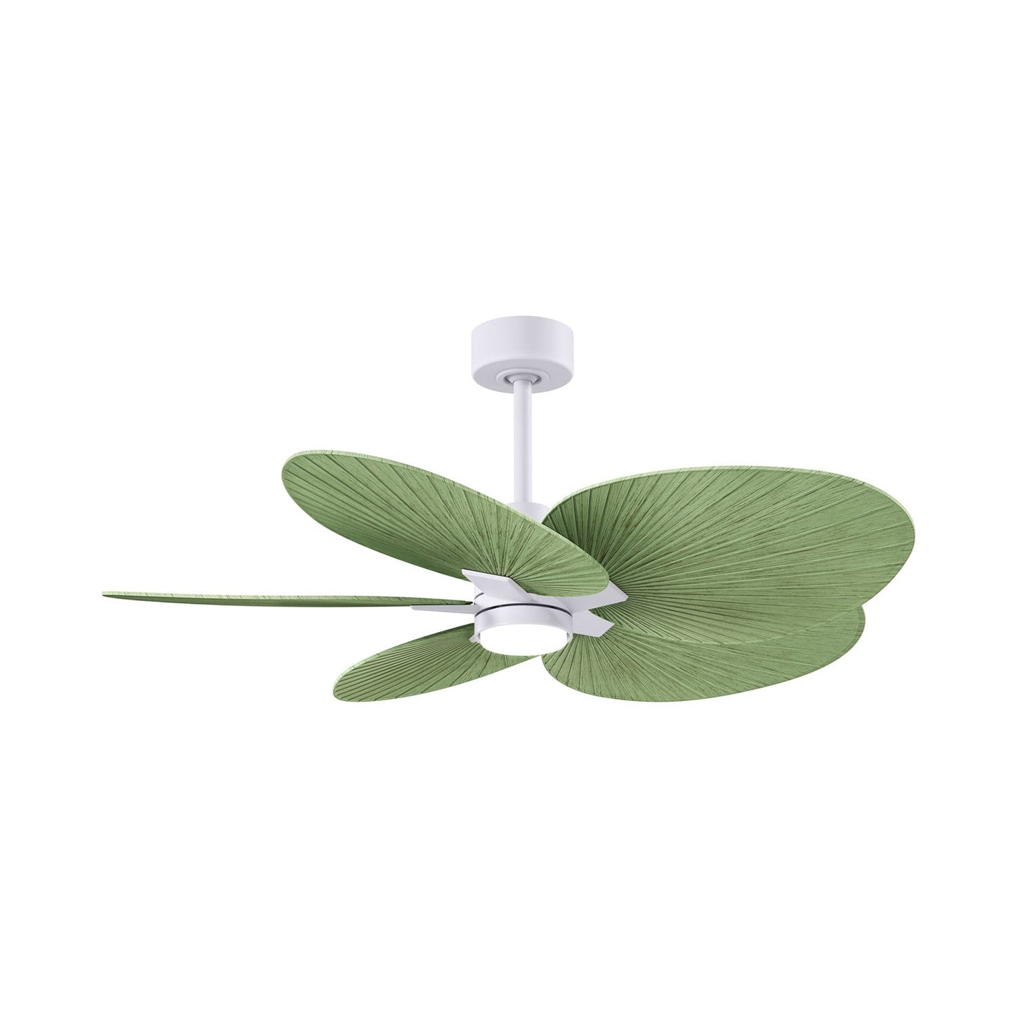 Alessandra Tropical LED Outdoor Ceiling Fan in Matte White/Palm Leaf.