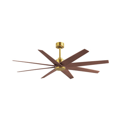 Ariella Ceiling Fan in Brushed Brass/Walnut Tone.