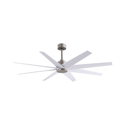 Ariella Ceiling Fan in Brushed Nickel/Matte White.