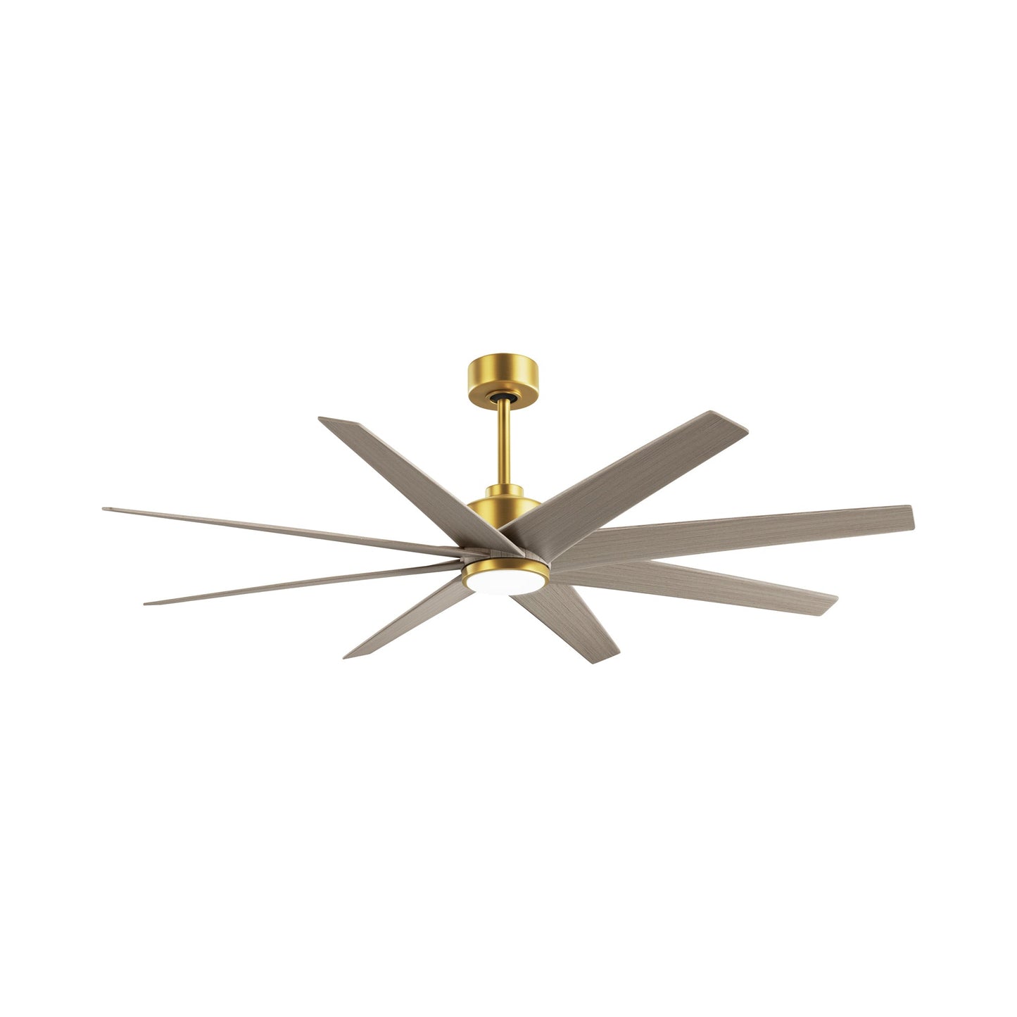 Ariella LED Ceiling Fan in Brushed Brass/Gray Ash Tone.