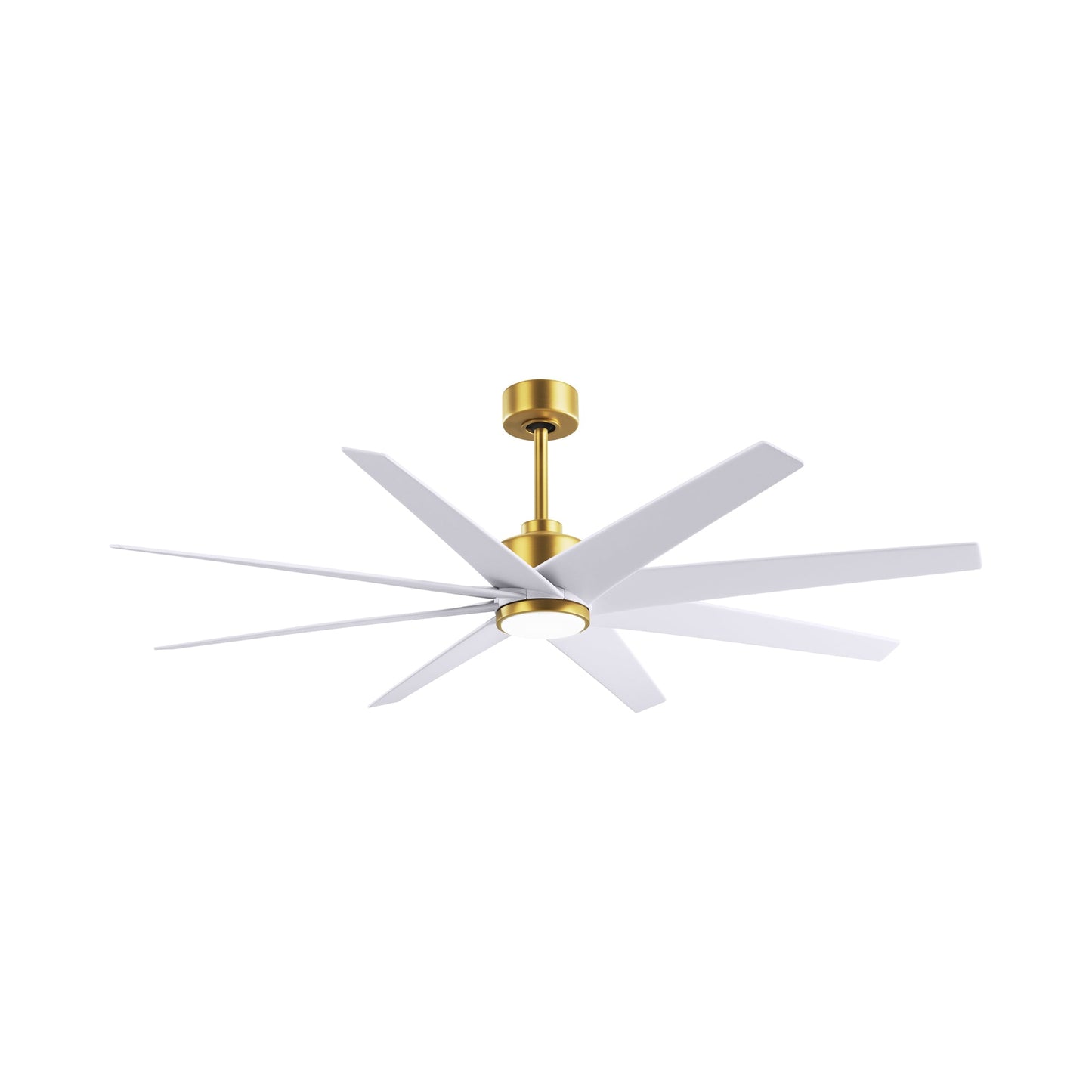 Ariella LED Ceiling Fan in Brushed Brass/Matte White.