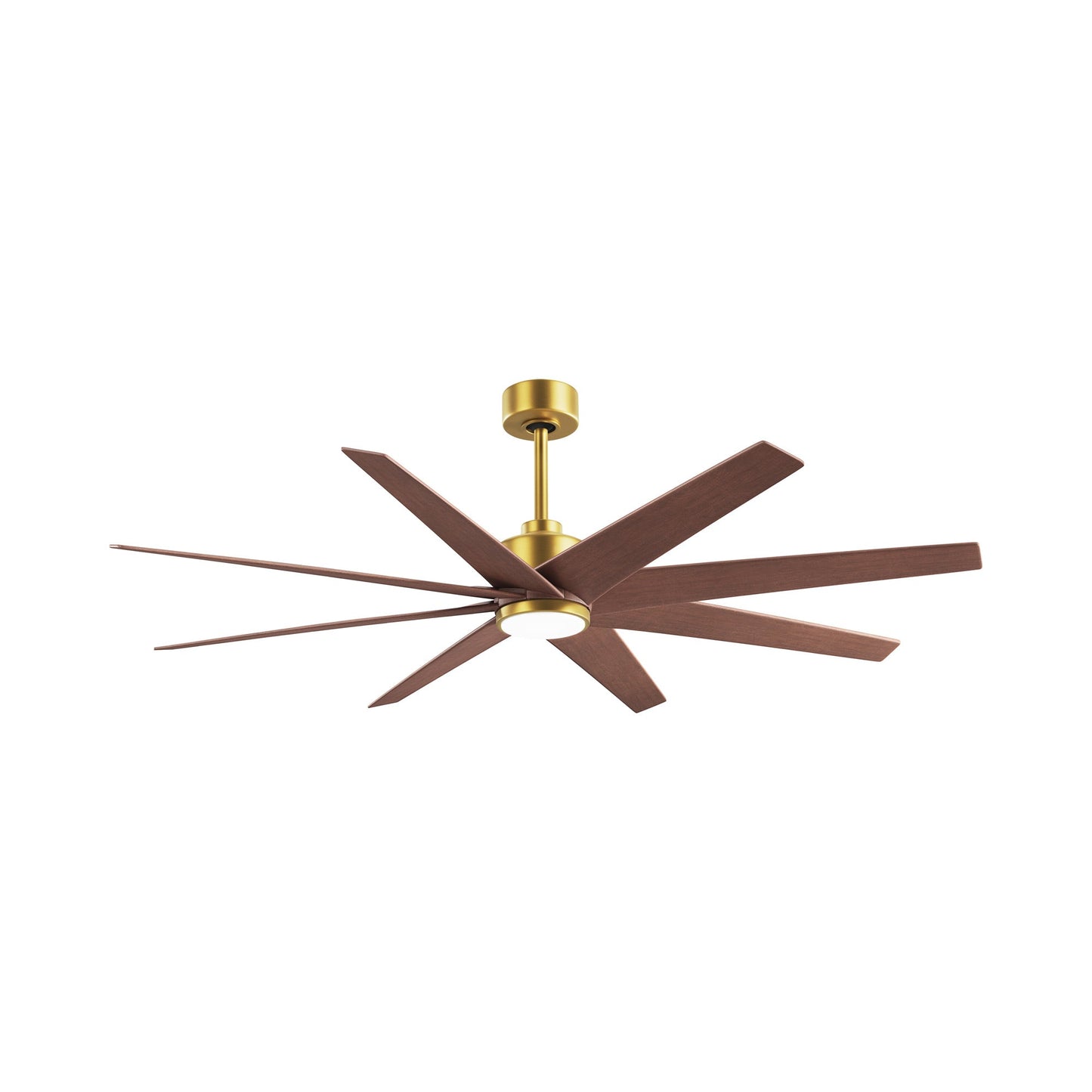 Ariella LED Ceiling Fan in Brushed Brass/Walnut Tone.