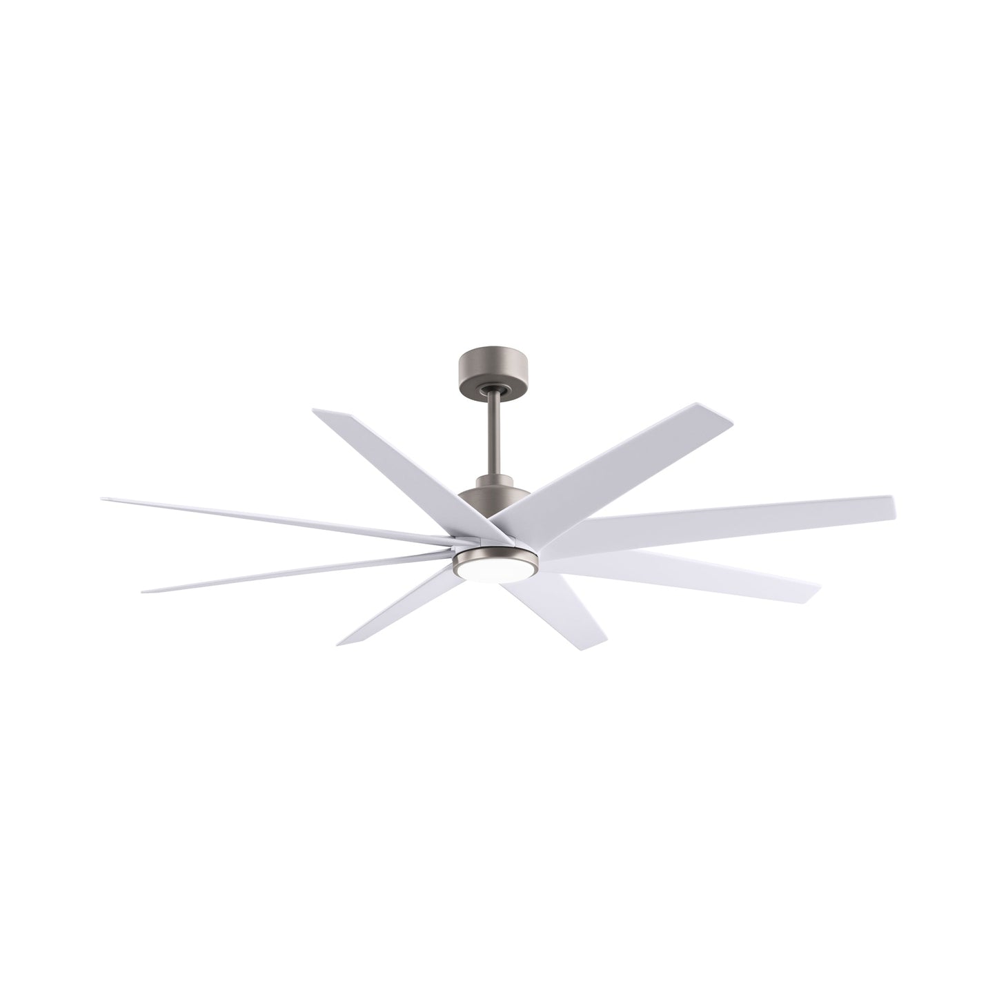 Ariella LED Ceiling Fan in Brushed Nickel/Matte White.