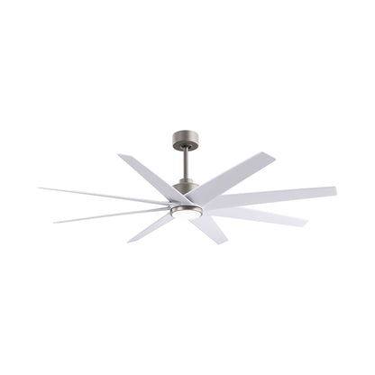 Ariella LED Ceiling Fan in Brushed Nickel/Matte White.