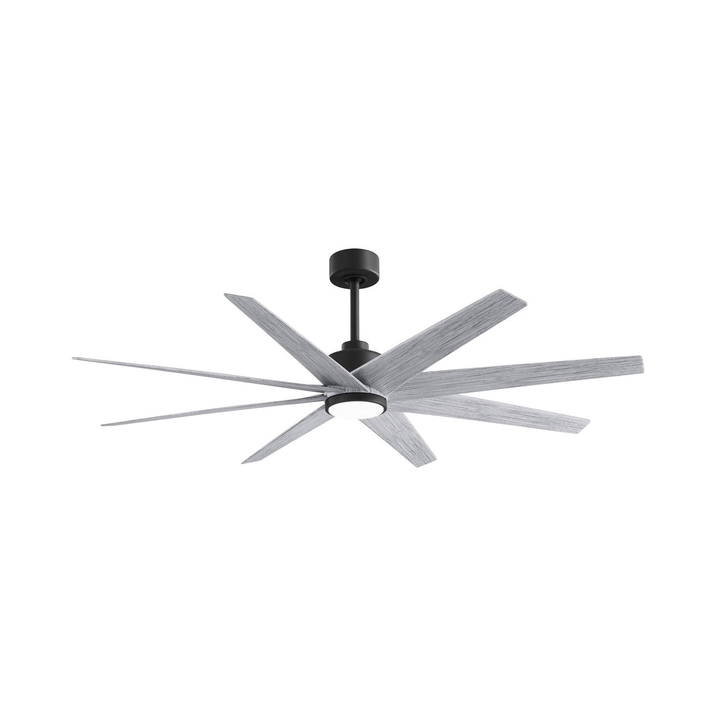 Ariella LED Ceiling Fan in Matte Black/Barn Wood Tone.