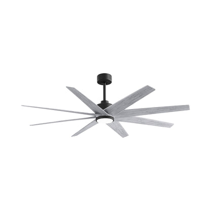 Ariella LED Ceiling Fan in Matte Black/Barn Wood Tone.