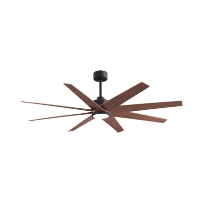 Ariella LED Ceiling Fan in Matte Black/Walnut Tone.